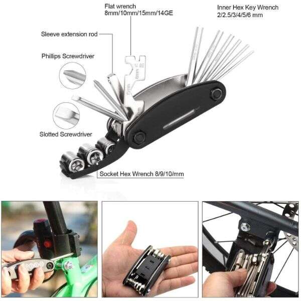 Ractorch - 15 in 1 set of bike repair tools